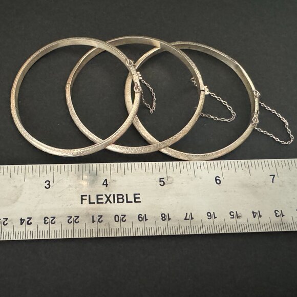 Sterling Silver Bangle Bracelets, Set of 3 - Picture 3 of 9